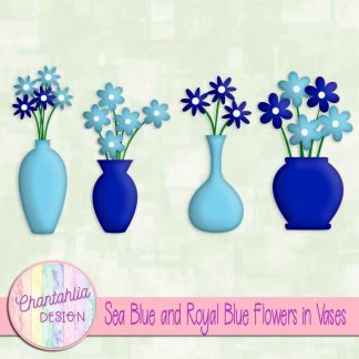Free sea blue and royal blue flowers in vases