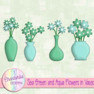 Free sea green and aqua flowers in vases