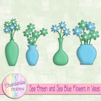 Free sea green and sea blue flowers in vases