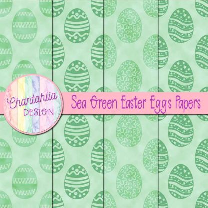 Free sea green easter eggs digital papers