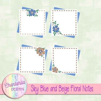 Free sky blue and beige floral notes