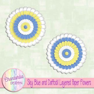 Free sky blue and daffodil layered paper flowers