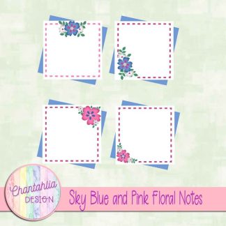 Free sky blue and pink floral notes