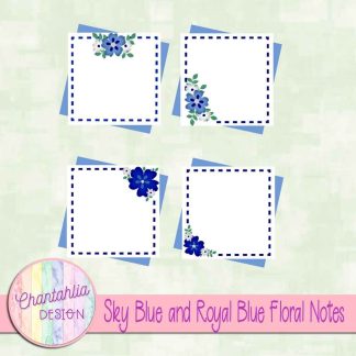 Free sky blue and royal blue floral notes