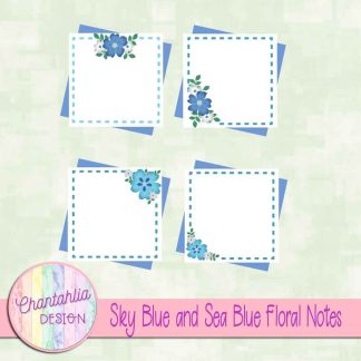 Free sky blue and sea blue floral notes