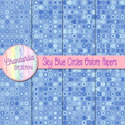 Free sky blue circles galore digital papers