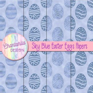 Free sky blue easter eggs digital papers