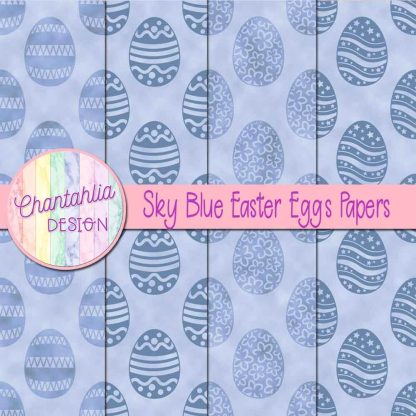 Free sky blue easter eggs digital papers