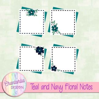 Free teal and navy floral notes