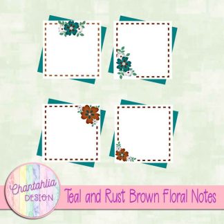 Free teal and rust brown floral notes