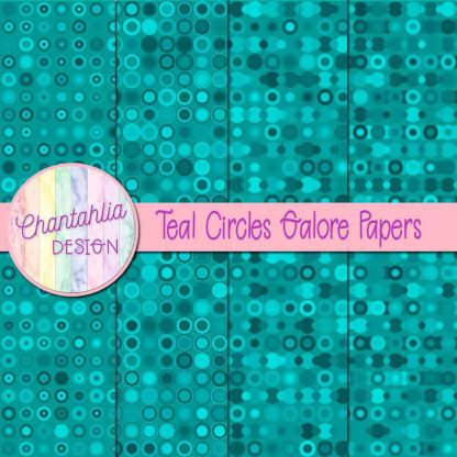 Free teal circles galore digital papers