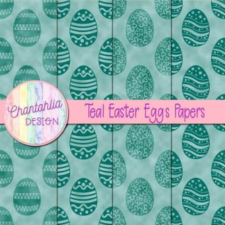 Free teal easter eggs digital papers