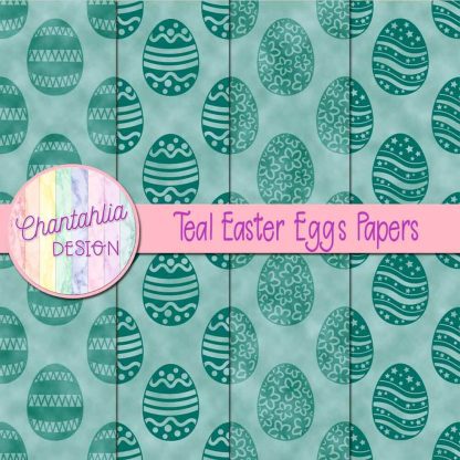 Free teal easter eggs digital papers