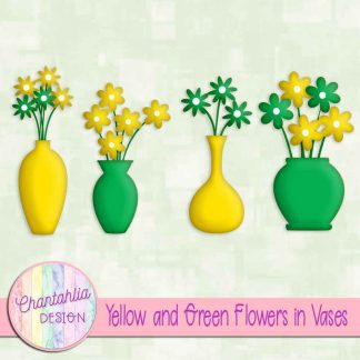 Free yellow and green flowers in vases