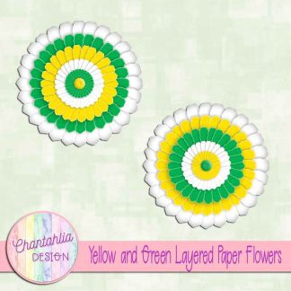 Free yellow and green layered paper flowers