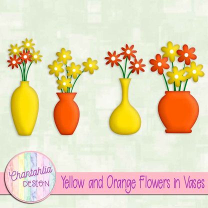 Free yellow and orange flowers in vases