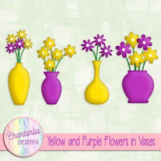 Free yellow and purple flowers in vases