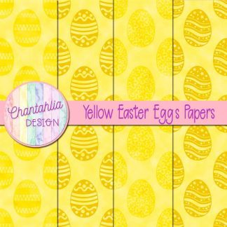 Free yellow easter eggs digital papers