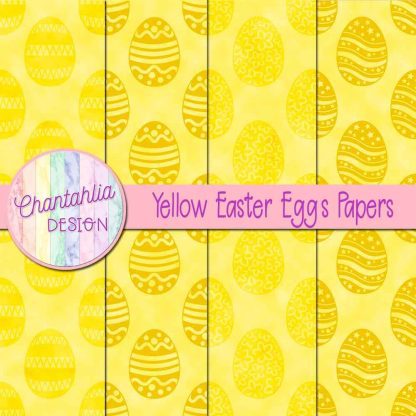 Free yellow easter eggs digital papers