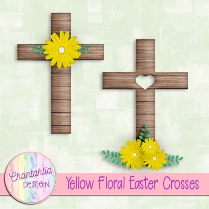 Free yellow floral easter crosses