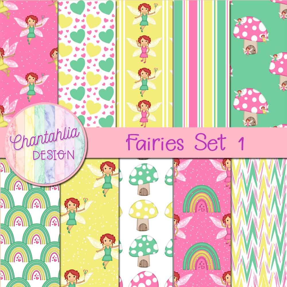 Free digital papers in a Fairies theme
