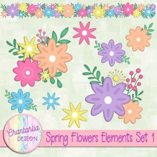 Free design elements in a Spring Flowers theme