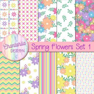 Free digital papers in a Spring Flowers theme