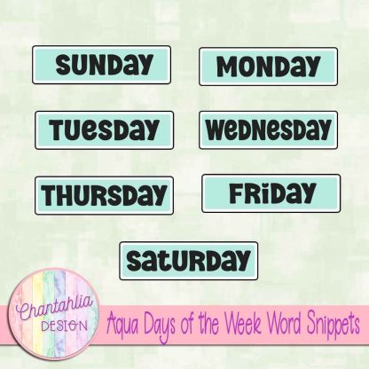 Free aqua days of the week word snippets