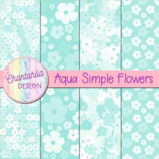 Free aqua simple flowers digital papers