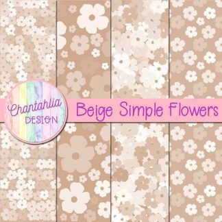 Free beige simple flowers digital papers