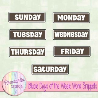 Free black days of the week word snippets