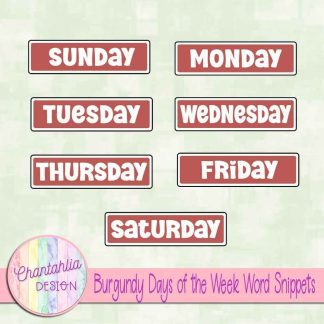 Free burgundy days of the week word snippets
