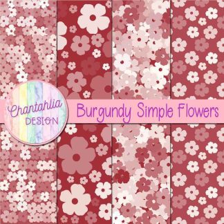 Free burgundy simple flowers digital papers
