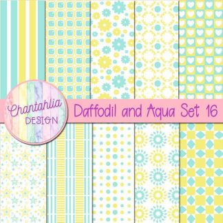 Free daffodil and aqua digital paper patterns set 16