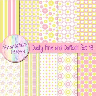 Free dusty pink and daffodil digital paper patterns set 16