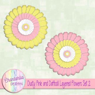 Free dusty pink and daffodil layered paper flowers set 2