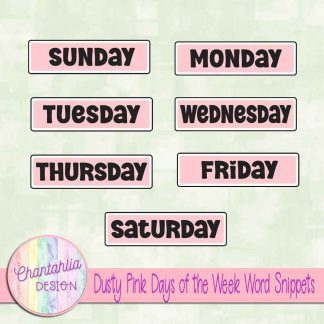 Free dusty pink days of the week word snippets