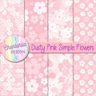 Free dusty pink simple flowers digital papers