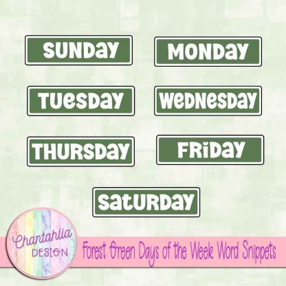 Free forest green days of the week word snippets