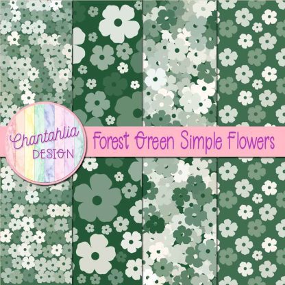Free forest green simple flowers digital papers