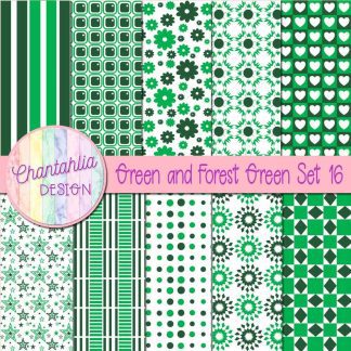 Free green and forest green digital paper patterns set 16