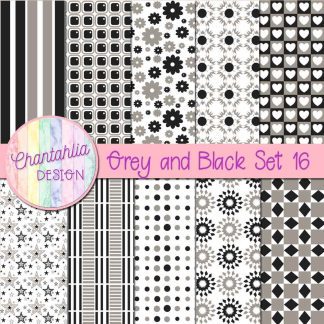 Free grey and black digital paper patterns set 16