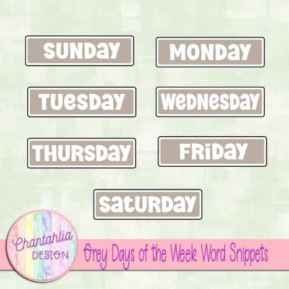 Free grey days of the week word snippets