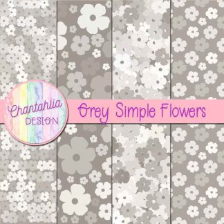 Free grey simple flowers digital papers