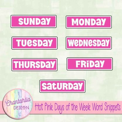 Free hot pink days of the week word snippets