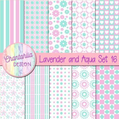 Free lavender and aqua digital paper patterns set 16