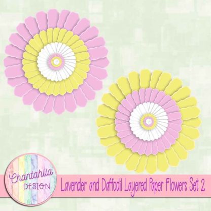Free lavender and daffodil layered paper flowers set 2