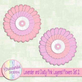Free lavender and dusty pink layered paper flowers set 2