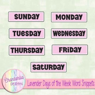 Free lavender days of the week word snippets