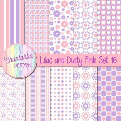 Free lilac and dusty pink digital paper patterns set 16